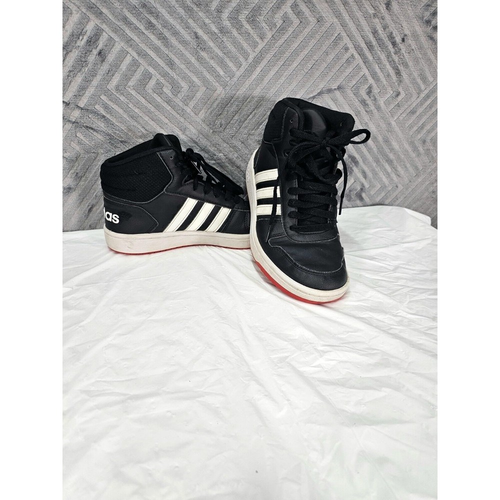 Adidas Hoops 2.0 Mid Black White Red Shoes Sneakers Youth Boy's Size 7